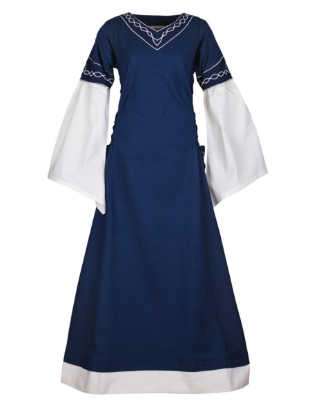 Medieval dress Alvina, blue-white