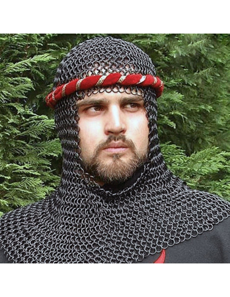 Medieval black steel coif