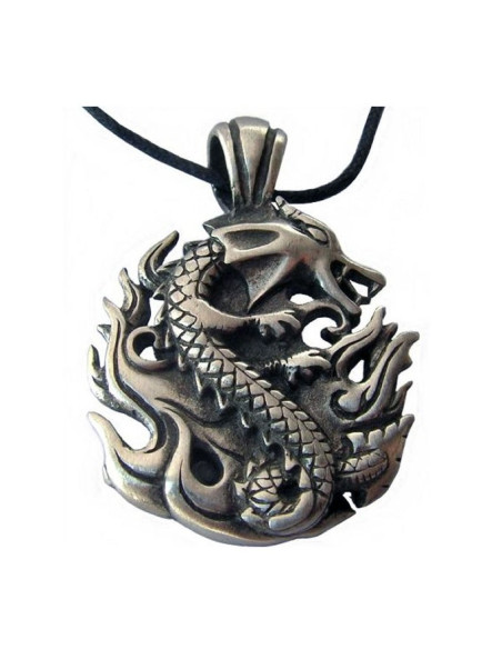 Fire Elemental Dragon Feng-Shui Pendant
