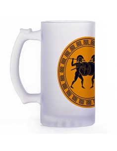 Beer mug Greek fighters, translucent glass