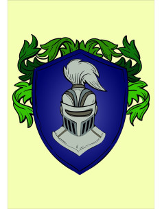 Medieval banner Heraldic shield ivy and helmet