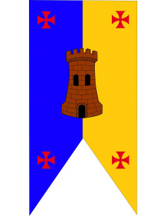 Medieval Bicolor Castle Banner with Crosses