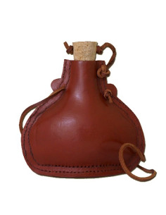 Steel flask, leather lined
