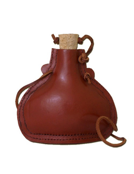Steel flask, leather lined