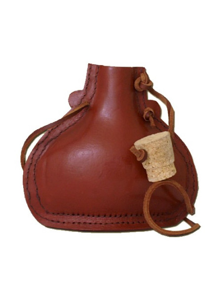 Steel flask, leather lined