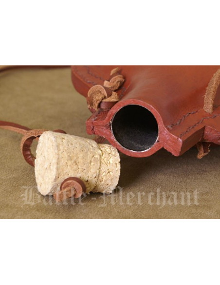 Steel flask, leather lined