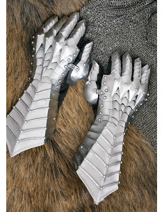 Articulated medieval gauntlets, 1.3 mm steel.
