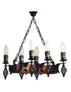 Medieval wrought iron lamp trunk with arms