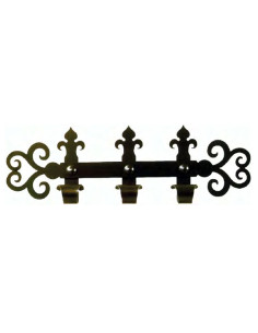 Medieval wrought iron hanger with 3 hooks (60x18 cms.)