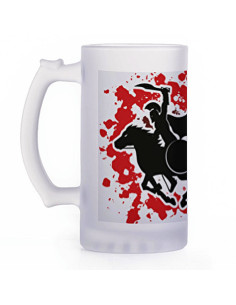 Beer mug Greek warriors, translucent glass