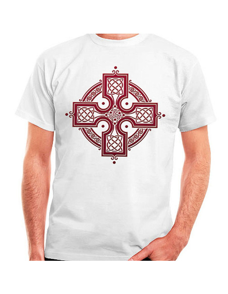 White Celtic Cross T-shirt, short sleeve