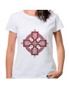 Women's White Celtic Cross T-shirt, short sleeve