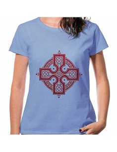 Women's Blue Celtic Cross T-shirt, short sleeve