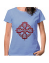 Women's Blue Celtic Cross T-shirt, short sleeve