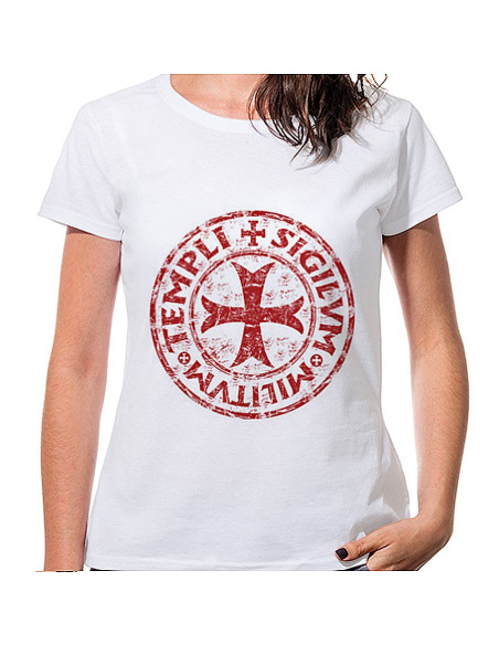 White Woman T-shirt Cross and Templar...