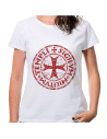 White Woman T-shirt Cross and Templar Legend