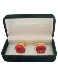 Enameled Square and Compasses Masonic Cufflinks