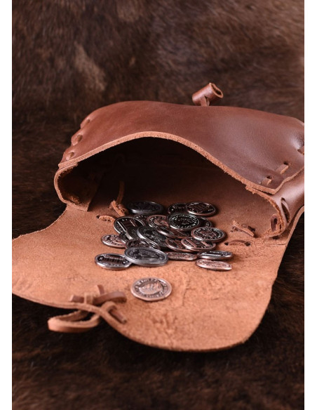 Reversible medieval bag, cowhide leather