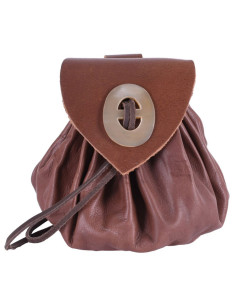 Medieval Geldkatze bag brown leather with horn closure