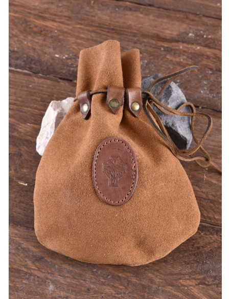 Celta suede leather bag with drawstring