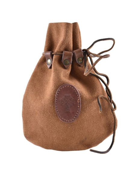 Celta suede leather bag with drawstring