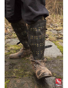 Medieval soldier leather greaves 2