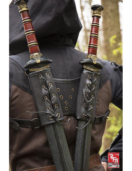 Tahalí double for the back, brown