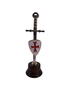 Mini-sword with mini-shield and base of Knights Templar