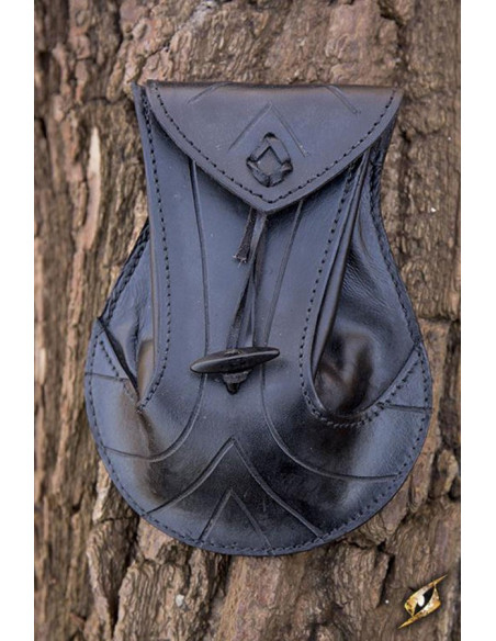 Elven black leather bag