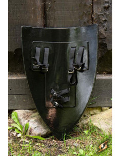 LARP Crusaders shield, wood finish 2