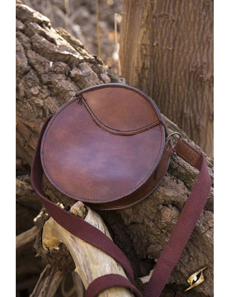 Round medieval bag with strap