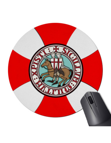 Round Mouse Pad Knights Templar with Cross