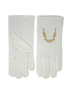 White gloves with masonic union chain