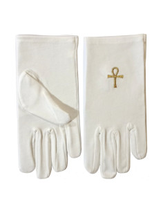 White gloves with the Masonic Ankh of Isis