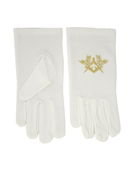 Masonic white gloves with square and...