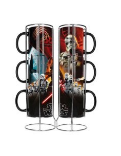 Set of 3 stackable ceramic Star Wars mugs. Ep7