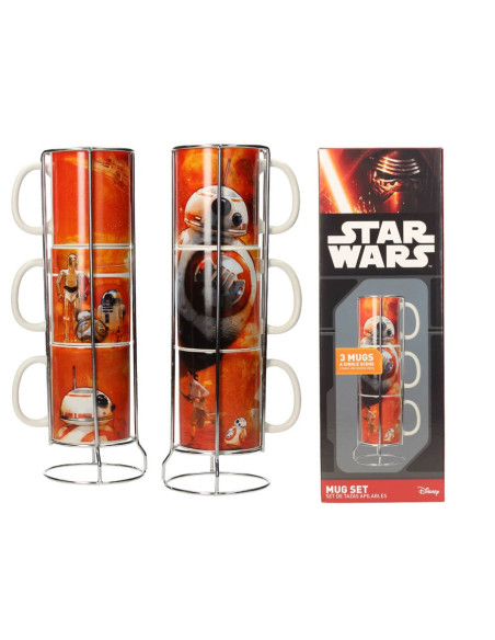 Set of 3 stackable ceramic cups BB-8...