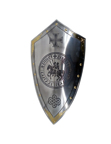 Functional Medieval Shield with brass Templar cross Knight Armor Shield 