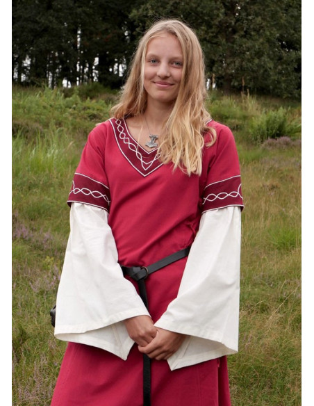 Medieval dress Alvina, red-white