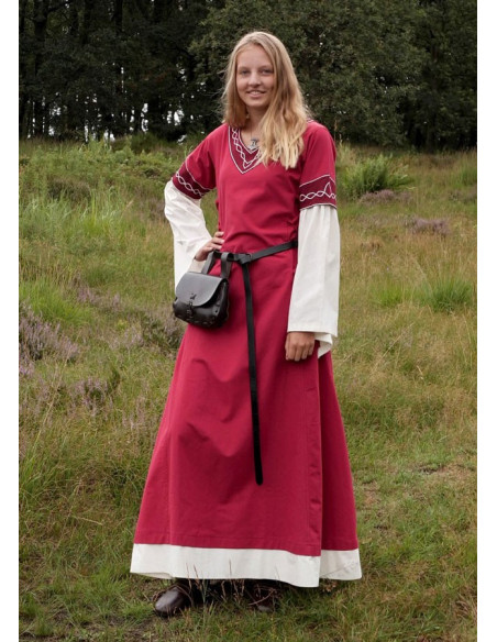 Medieval dress Alvina, red-white