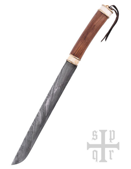 Seax viking damascus knife, walnut...