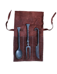Set of 3 medieval cutlery with cover