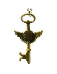 Winged Key Pendant, antique brass