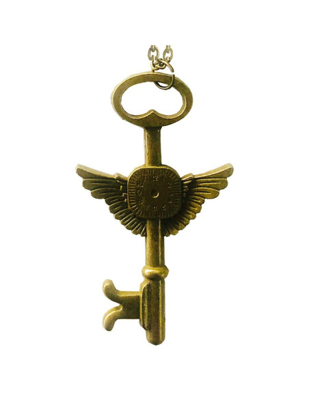 Winged Key Pendant, antique brass