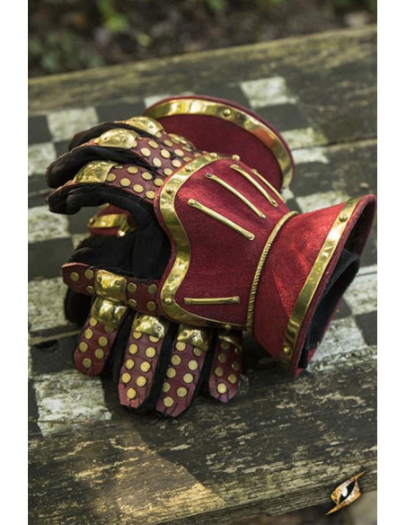 Hourglass medieval gauntlets, red
