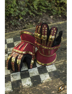 Hourglass medieval gauntlets, red 2