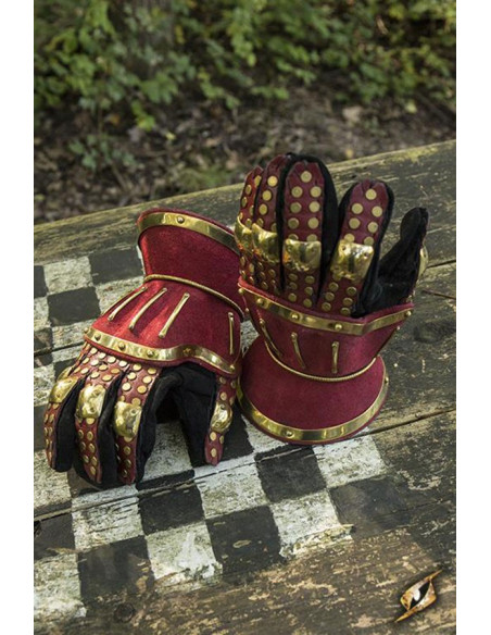 Hourglass medieval gauntlets, red