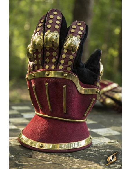 Hourglass medieval gauntlets, red