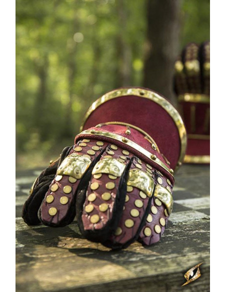 Hourglass medieval gauntlets, red