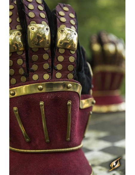 Hourglass medieval gauntlets, red